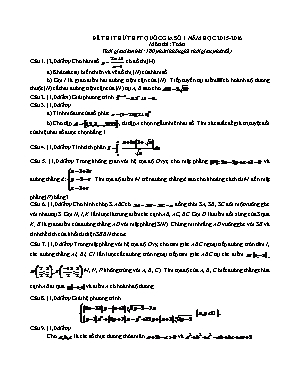 Đề thi thử THPT quốc gia số 1 năm học 2015 - 2016 môn thi Toán